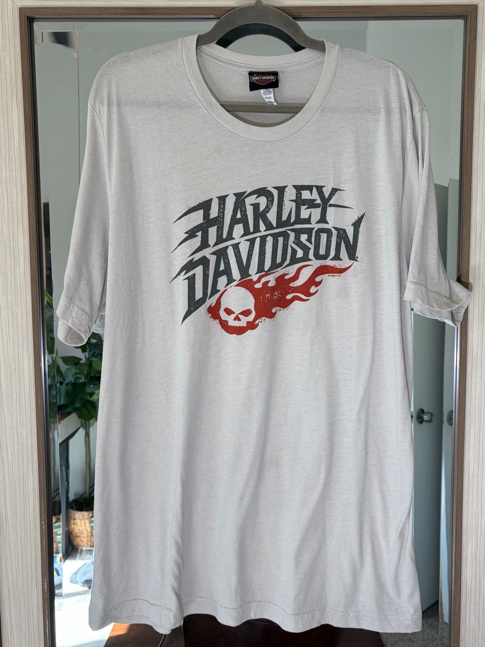 Harley-Davidson Thunder Roll t-shir with a flaming Willie G. skull Sz 2XL